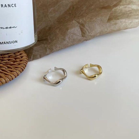 Wave Ring, Sterling Silver Ring, Silver Stacking Ring, Simple Gold Ring - Picture 5 of 7